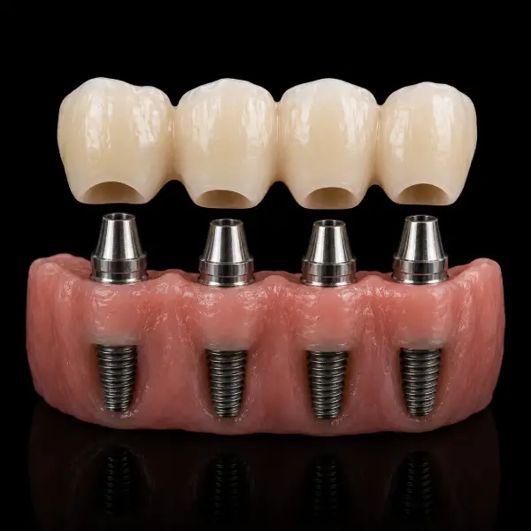 4-Unit Implant-Supported Zirconia Bridge